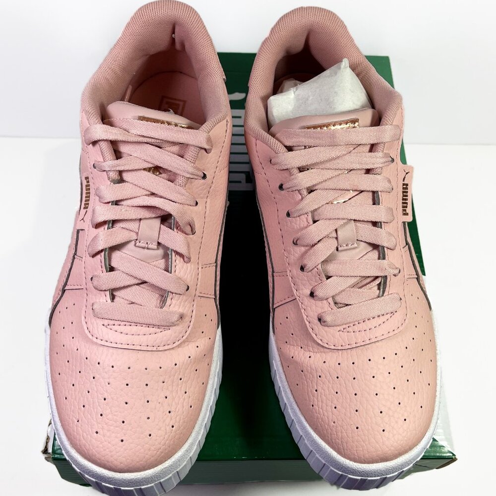 PUMA Cali Wedge Peachskin Rose Gold Pink Leather Sneaker Size 9